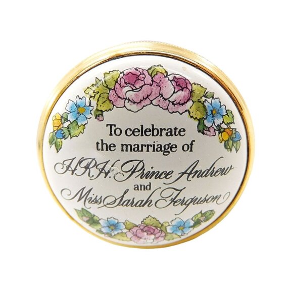 Halcyon Days Prince Andrew & Fergie Marriage Trinket Ring Box Battersea 1986 - Picture 4 of 9